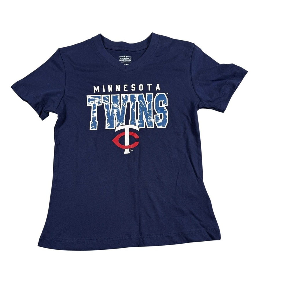 MLB Girls S 6/6X Minnesota Twins Shirt‎ Navy Blue Graphic Tee Baseball Fan Gear